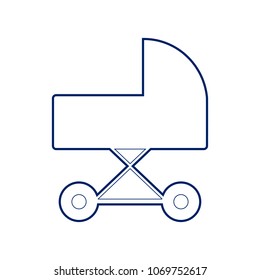 Pram sign illustration. Vector. Flat style black icon on white.