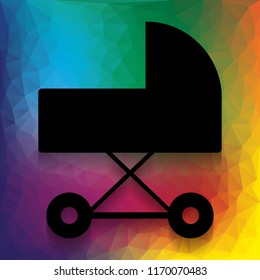 Pram sign illustration. Vector. Flat style black icon on white.
