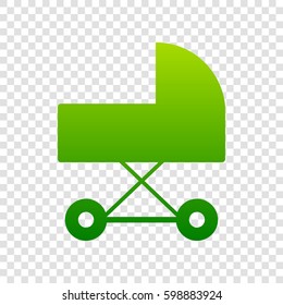 Pram sign illustration. Vector. Green gradient icon on transparent background.