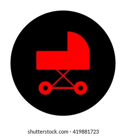 Pram sign. Red vector icon