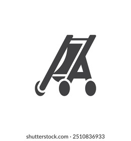 Pram brinquedo vetor ícone. preenchido sinal plano para conceito móvel e web design. Ícone de glifo do Doll Stroller. Símbolo, ilustração de logotipo. Gráficos vetoriais