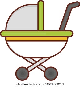 pram vector flat colour icon