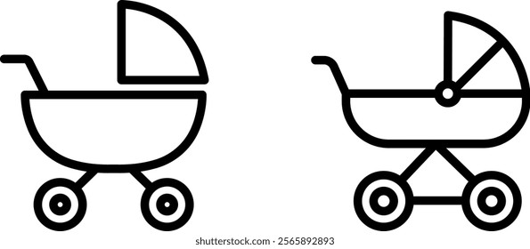 Pram Vector Icon Set – Baby, Stroller, and Parenting Icons