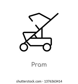 pram vector line icon. Simple element illustration. pram outline icon from transport concept. Can be used for web and mobile