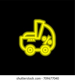 Pram yellow glowing neon ui ux icon. Glowing sign logo vector