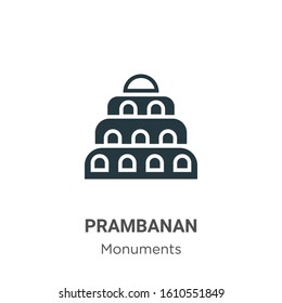 Prambanan glyph icon vector on white background. Flat vector prambanan icon symbol sign from modern monuments collection for mobile concept and web apps design.