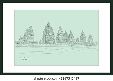 prambanan hand drawn skecth, Indonesian historic temple,eps.10