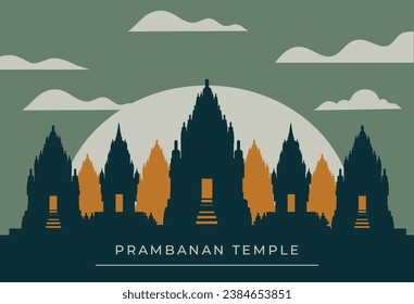 Prambanan temple background flat illustration