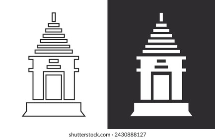 Icono de templo Prambanan ilustración vectorial aislada, solo, jogyakarta fácil de editar y cambiar.