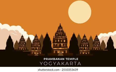 Prambanan temple landscape background travel banner 