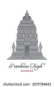 Prambanan temple world heritage building from indonesia vector illustratio