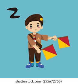 Pramuka BOY sandi morse semaphore z a kid student