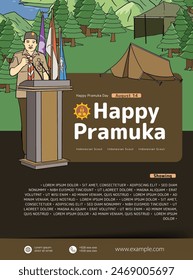 Pramuka day, scout day with indonesian culture illustration