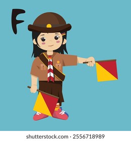 Pramuka girl sandi morse semaphore f a kid student