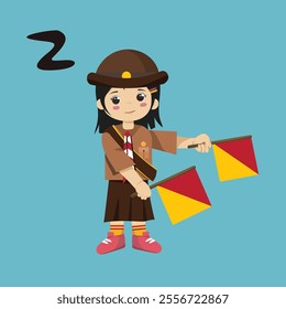 Pramuka girl sandi morse semaphore z a kid student