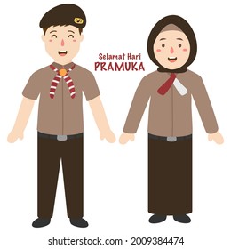 Pramuka Indonesia Illustration With Boys And Girls