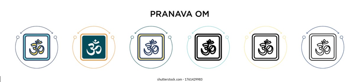 Pranava om icon in filled, thin line, outline and stroke style. Vector illustration of two colored and black pranava om vector icons designs can be used for mobile, ui, web