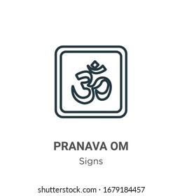 Pranava om Umriss Vektorillustration Symbol. Dünne schwarze Pranava om Symbol, einfache flache Vektorillustration Elementgrafik aus bearbeitbaren Zeichen Konzept einzeln auf weißem Hintergrund