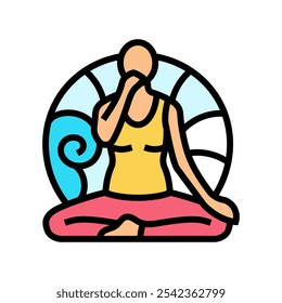 pranayama ayurveda color icon vector. pranayama ayurveda sign. isolated symbol illustration