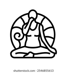 pranayama ayurveda line icon vector. pranayama ayurveda sign. isolated contour symbol black illustration