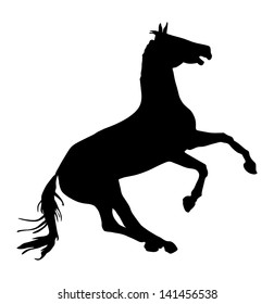 prance horse silhouette, vector illustration , horse race, isolated on white background