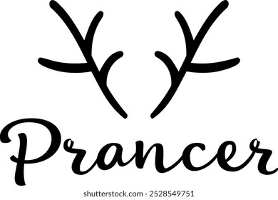 Prancer reindeer. Christmas reindeer names vector illustrations