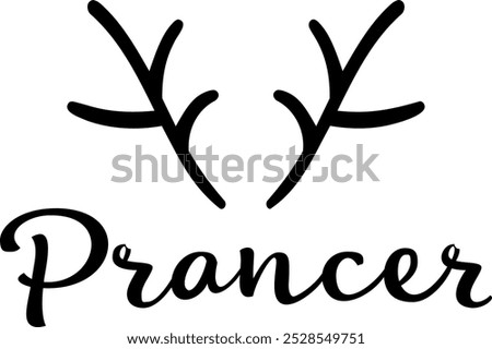 Prancer reindeer. Christmas reindeer names vector illustrations