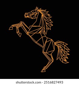 Prancing Arabian Horse with golden color black bakcground