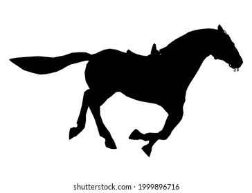 Prancing horse silhouette isolated on white background. Vector illustration