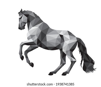 prancing horse, vector isolated image on a white background in the style of low poly