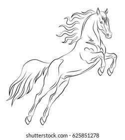 Prancing mustang drawn in a black outline