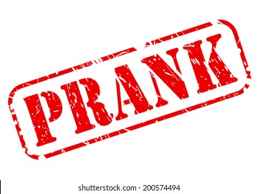 Prank red stamp text on white