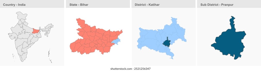 pranpur mapa (Distrito de Katihar, Estado de Bihar, República de India), Distrito de Katihar, Estado de Bihar, República de India, Gobierno de Bihar, Territorio indio, India oriental, política, aldea, turismo