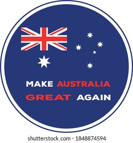 Der Grund macht Australien wieder groß in einem Kreis und mit der Landesflagge