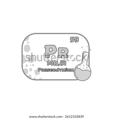 Praseodymium atomic icon. Element number fifty nine. Vector periodic shape. Rare earth metal.