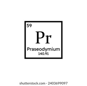 Praseodymium chemical symbol icon. Periodic table. Vector illustration.