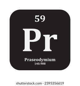 Praseodymium chemistry icon,chemical element in the periodic table