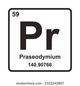 Símbolo de ilustración de icono de elemento Praseodymium