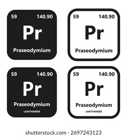 Praseodymium Element vector symbol with atomic number, atomic mass and chemical group block