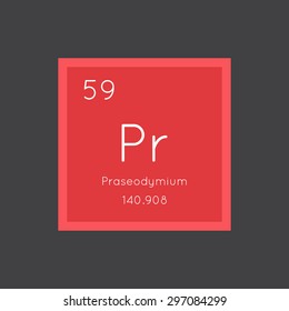 Praseodymium simple style tile icon. Chemical element of periodic table. Vector illustration EPS8
