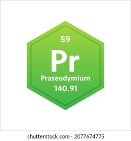 Praseodymium symbol. Chemical element of the periodic table. Vector stock illustration