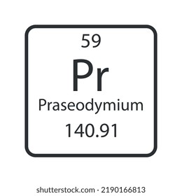Praseodymium symbol. Chemical element of the periodic table. Vector illustration.