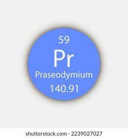 Praseodymium symbol. Chemical element of the periodic table. Vector illustration.