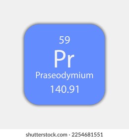 Praseodymium symbol. Chemical element of the periodic table. Vector illustration.