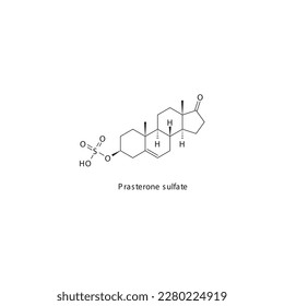 Estructura molecular esquelética plana del sulfato de prasterona Fármaco agonista del receptor andrógeno utilizado en el tratamiento de inducción laboral. Ilustración vectorial.