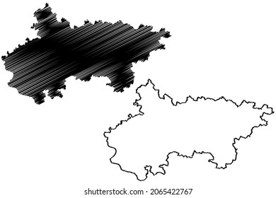 Pratapgarh district (Uttar Pradesh State, Republic of India) map vector illustration, scribble sketch Pratapgarh map