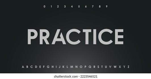 PRATICA Fuente moderna y abstracta de tecnología digital. Tipo de letra creativa del logotipo, tecnología, película, digital, música, película. Fuente e ilustración en formato vectorial.