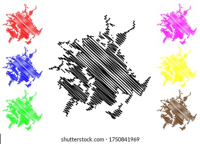 Prato City (Italian Republic, Italy, Tuscany) map vector illustration, scribble sketch City of Prato map