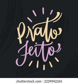 Fiesta de Prato. plato hecho en portugués brasileño. Letras de mano moderna. vector.