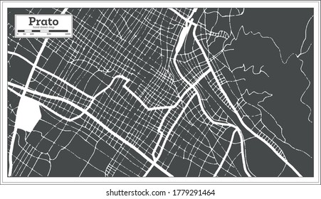 Prato Italy City Map in Black and White Color in Retro Style. Outline Map. Vector Illustration.